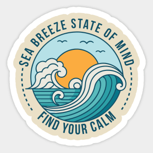 Sea breeze retro wave with calm sunrise scene Sticker